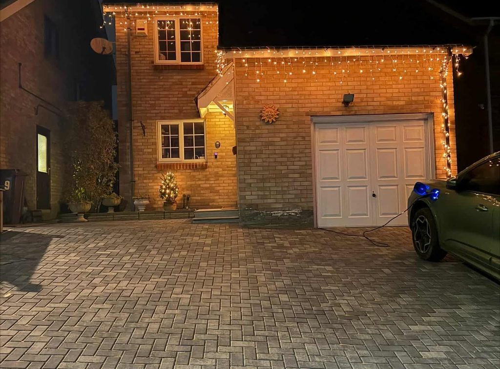 Professional outdoor Christmas light display installation